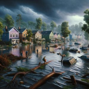 Tropical storm flood aftermath.