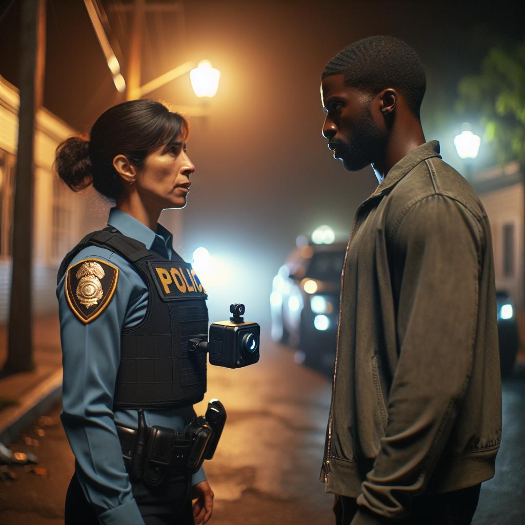 Bodycam encounter reenactment scene.