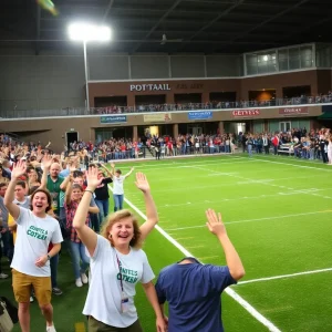 Residents gather to celebrate the renovation of Northville Athletic Stadium
