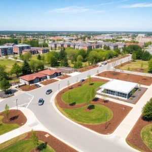 Artist's impression of the Northville redevelopment with parks and homes.