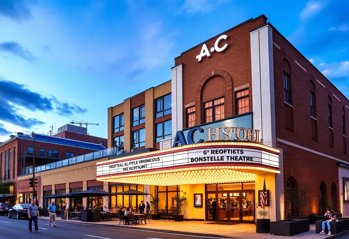 The lobby of AC Hotel Detroit located in the historic Bonstelle Theater