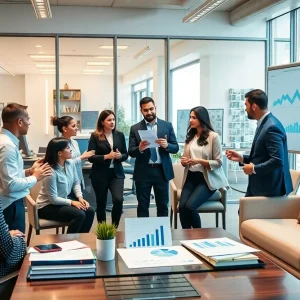 Team members collaborating in a financial advisory firm