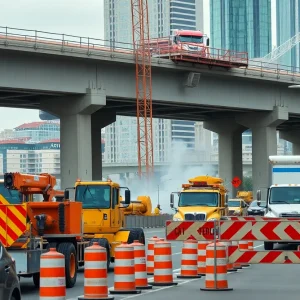 Construction site featuring bridge replacement in Livonia.