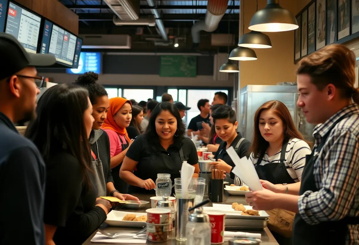 Hospitality workers in a Michigan restaurant