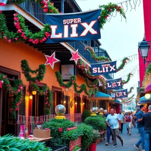 Festive decorations in New Orleans for Super Bowl LIX