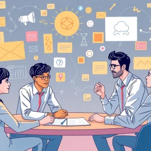 Marketing professionals discussing authentic content creation