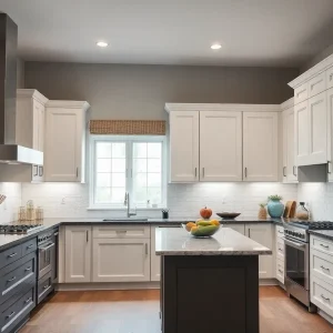 An elegant kitchen with custom cabinets designed for maximum storage and style