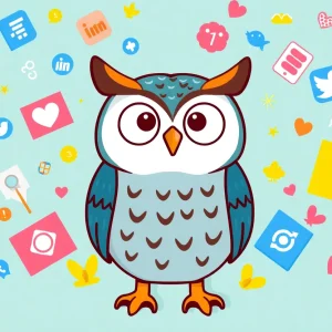 Whimsical illustration of Duo the Duolingo Owl in a creative marketing context.