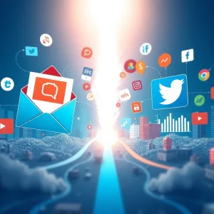 Illustration contrasting email marketing and social media effectiveness.