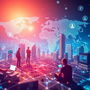 Digital landscape depicting internet and social media trends in 2025