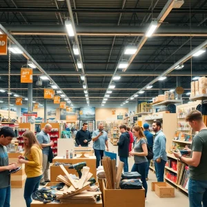 Customers shopping for home improvement materials at Home Depot.