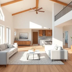 A home being renovated with construction materials and workers