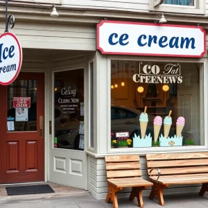 Exterior of the Michigan Cream and Sugar Ice Cream Co. shop in Saginaw