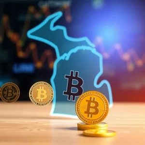 Graphic representation of cryptocurrency in Michigan
