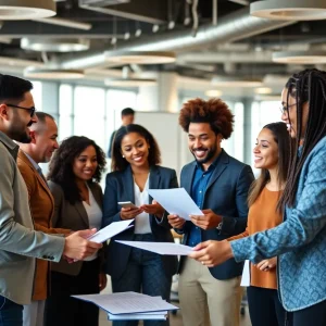 Nonprofit professionals discussing marketing strategies