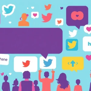 Graphic illustrating vibrant engagement on social media platforms.