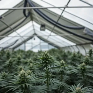 Pincanna greenhouse with cannabis plants inside