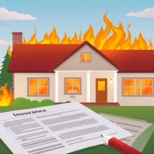 Illustration of a wildfire affected home in recovery