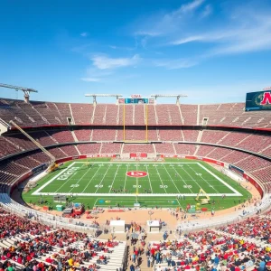 A collection of renovated college football stadiums in America
