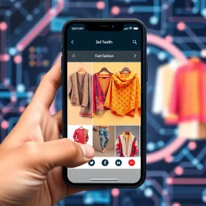 Smartphone displaying Shein India Fast Fashion app interface