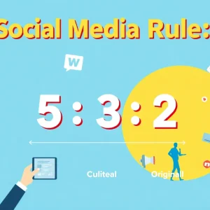 Illustration of the 5:3:2 Rule for social media content strategy