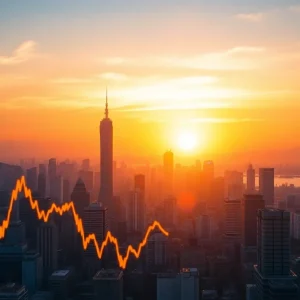 A vibrant city skyline representing the Asia-Pacific markets during sunset.