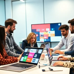 Team at Digital Silk collaborating on branding strategies