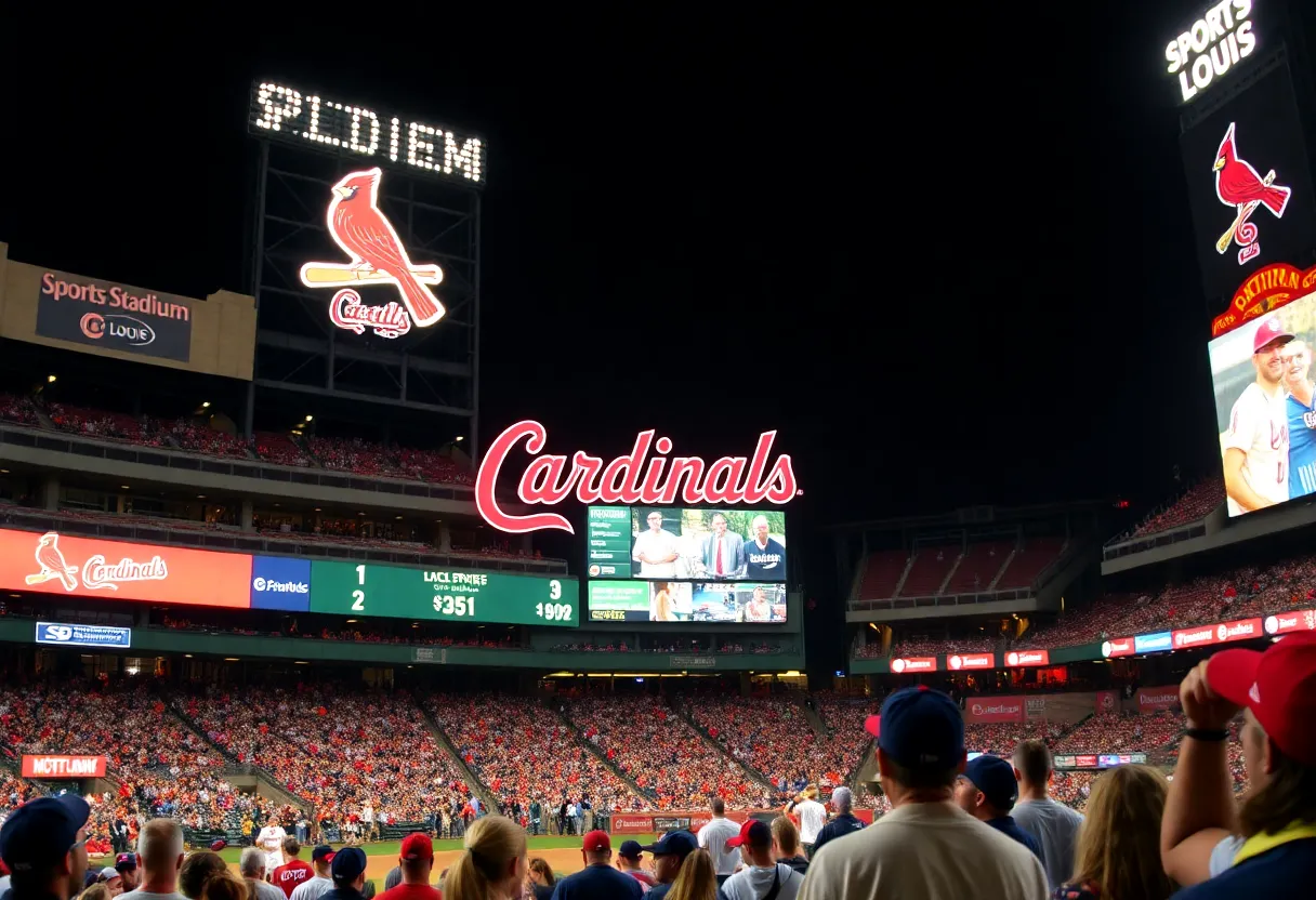 Fans at Busch Stadium celebrating the new partnership between the St. Louis Cardinals and Bet365.