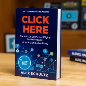 Book cover of 'Click Here: The Art and Science of Digital Marketing and Advertising' by Alex Schultz