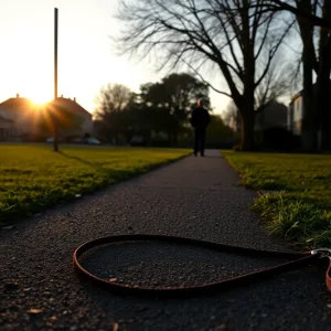 Tranquil morning neighborhood scene after a tragic event