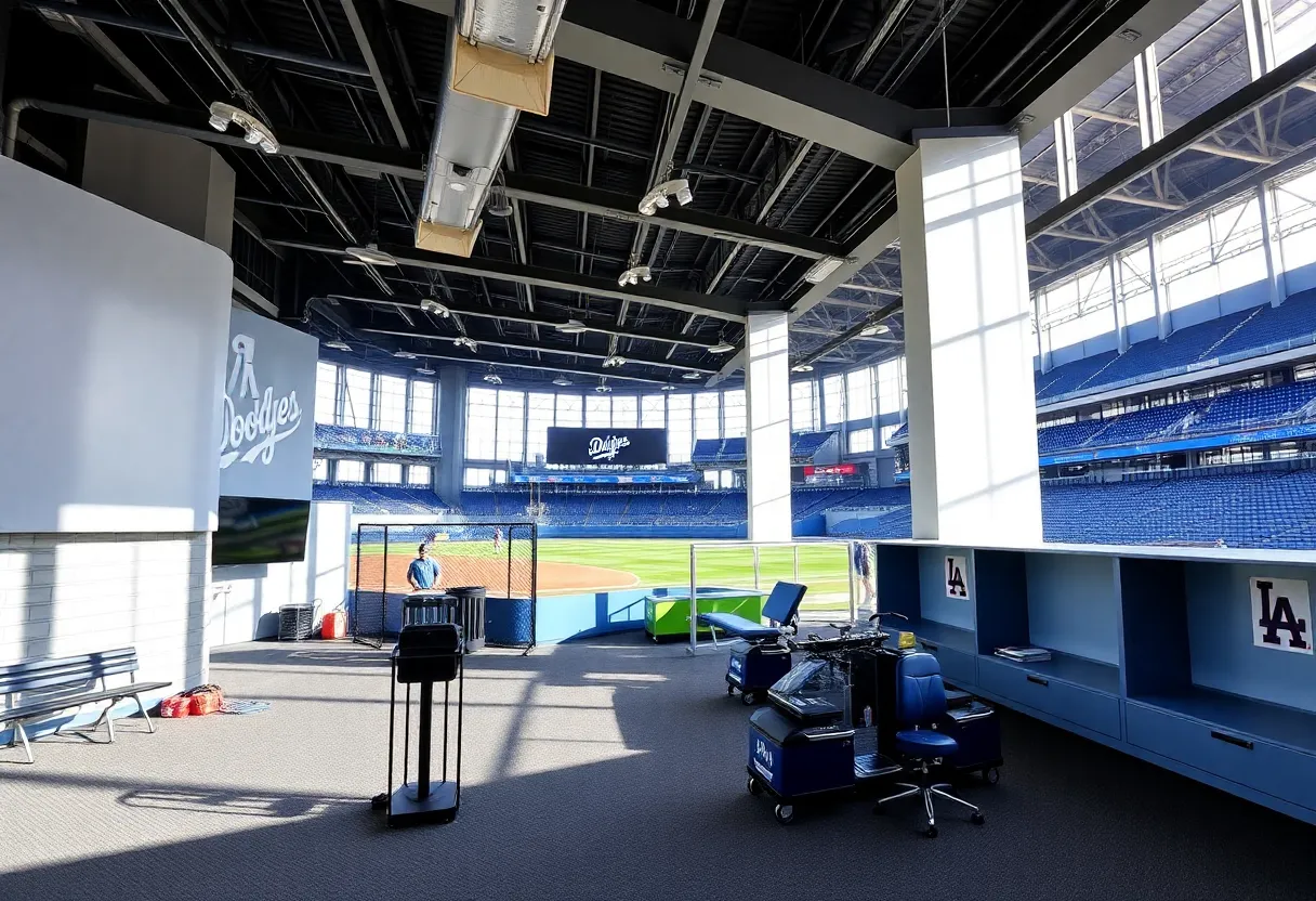 Renovated clubhouse interior at Dodger Stadium