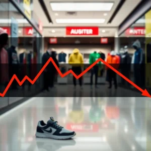 Graph depicting the decline of Lululemon stock prices