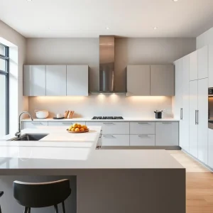 Modern kitchen with sleek design and minimalist elements