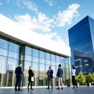 Visual representation of financial growth and innovation in the legal and credit industries.