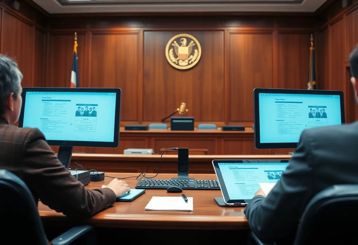 Visual depiction of a digital court system in North Carolina