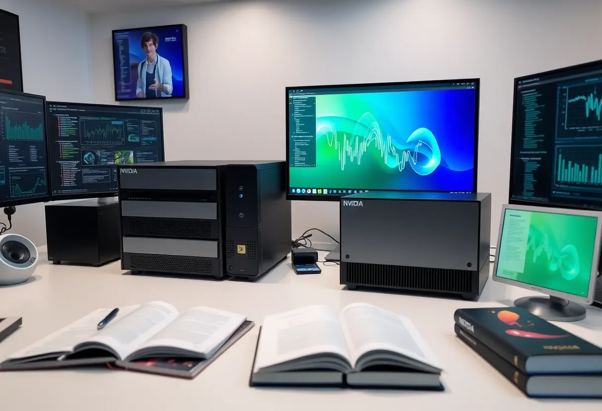 NVIDIA's DGX Spark and DGX Station AI supercomputers on a modern desk