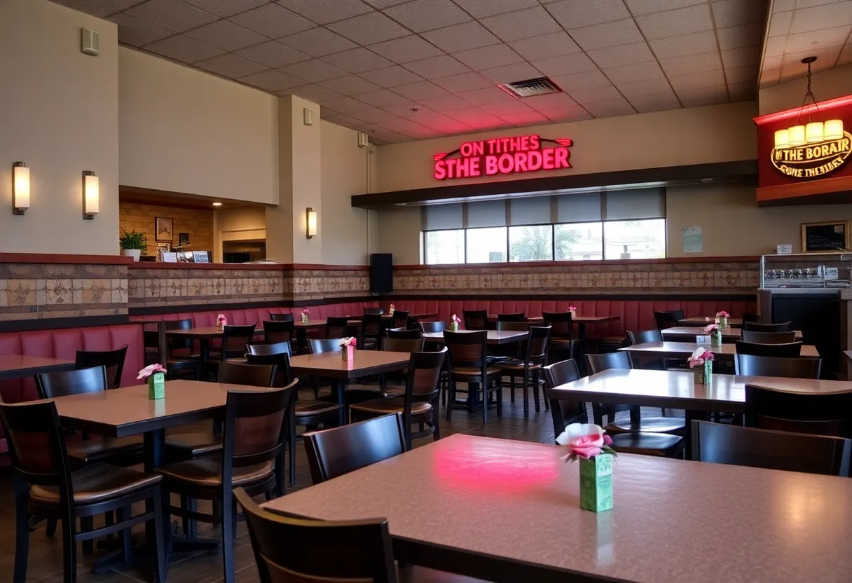 Empty interior of On The Border restaurant