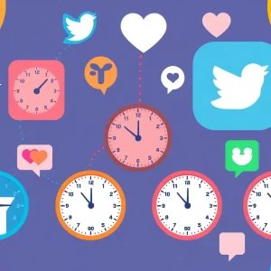 Graphic showing optimal posting times for various social media platforms.