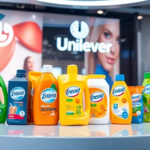 3D digital twins of Unilever products in a marketing setting.