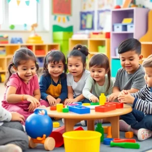 Children participating in interactive learning in a classroom setting.