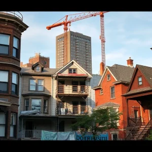 Renovated homes alongside blighted properties in Detroit