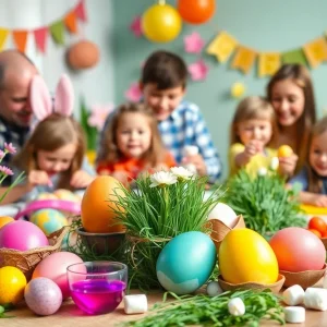 Families celebrating Easter with creative alternatives to traditional egg decorating.