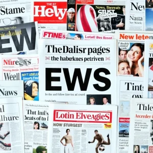 Collage of newspaper and magazine covers representing journalism evolution