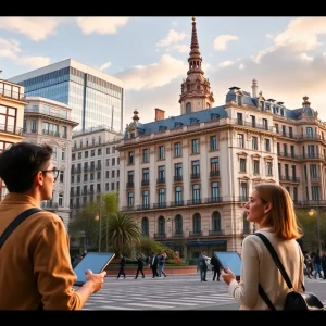 Vibrant city of Madrid representing the concept of influencer marketing.