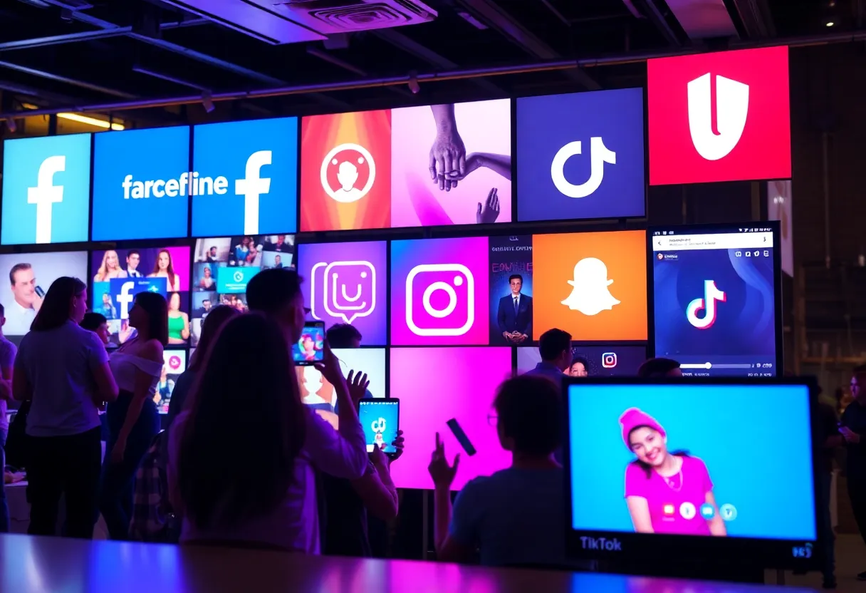 Diverse users engaging on popular social media platforms in 2025