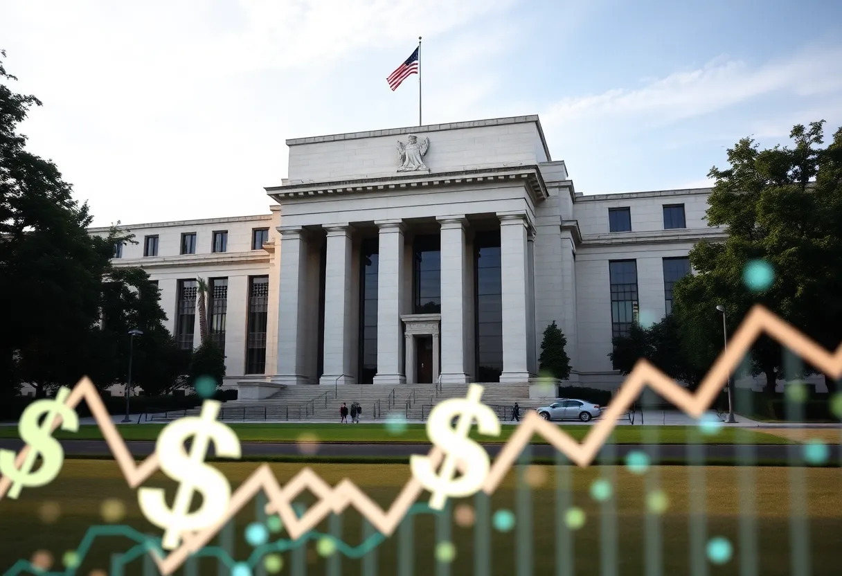 Illustration of the Federal Reserve with financial elements symbolizing liquidity