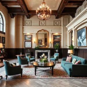 Renovated lobby of the Detroit Foundation Hotel