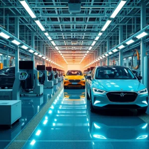 Advanced GM manufacturing facility with production lines for gas and electric vehicles