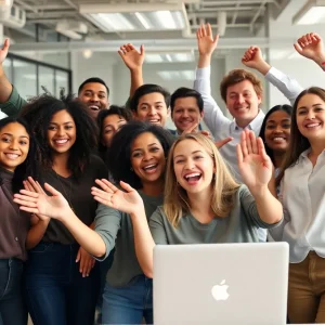 HR Acuity employees celebrating workplace achievement