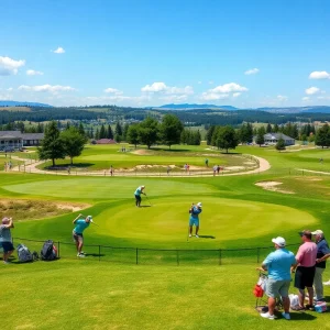 Golfers competing in the LIV Golf Championship at The Cardinal in Michigan